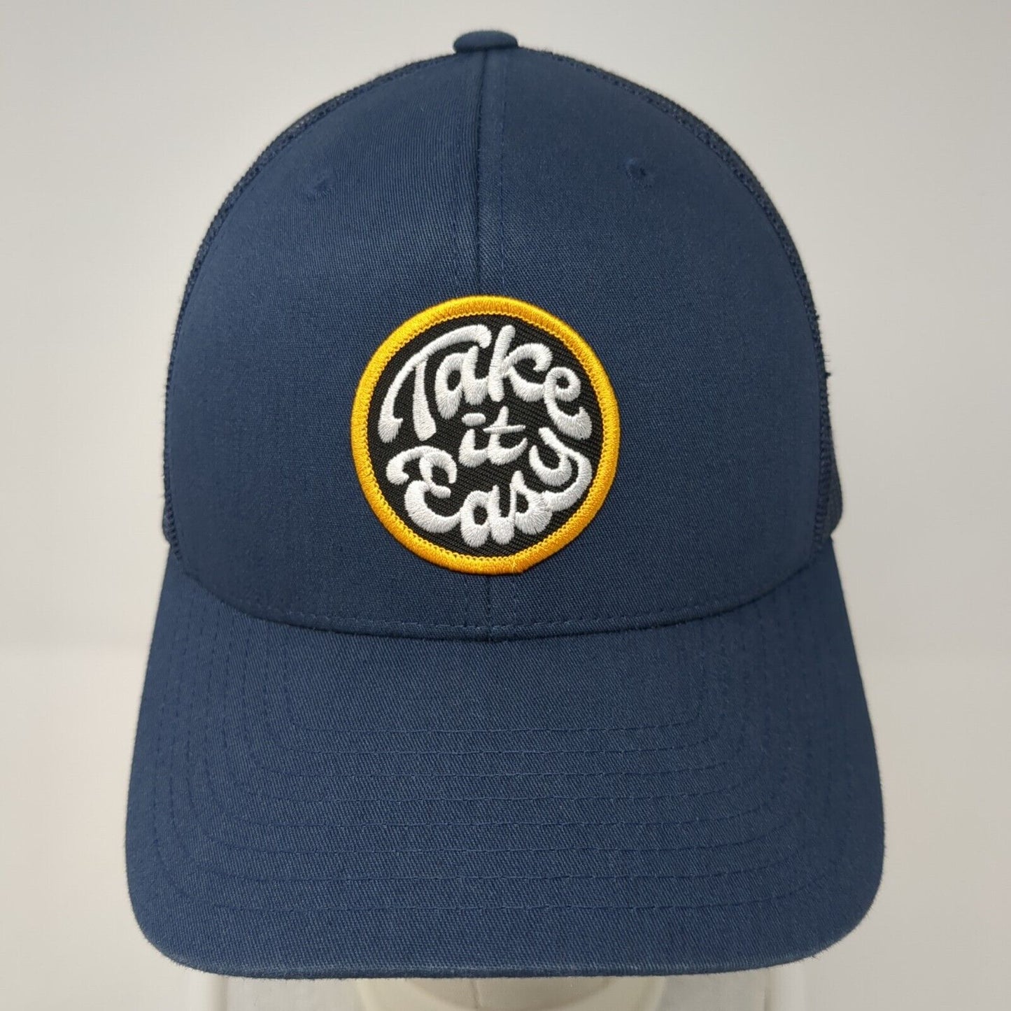 Take It Easy Snapback Mesh Back Trucker Hat Blue One Size Adjustable