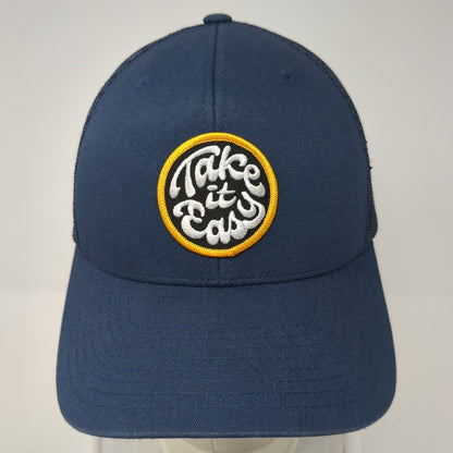 Take It Easy Snapback Mesh Back Trucker Hat Blue One Size Adjustable