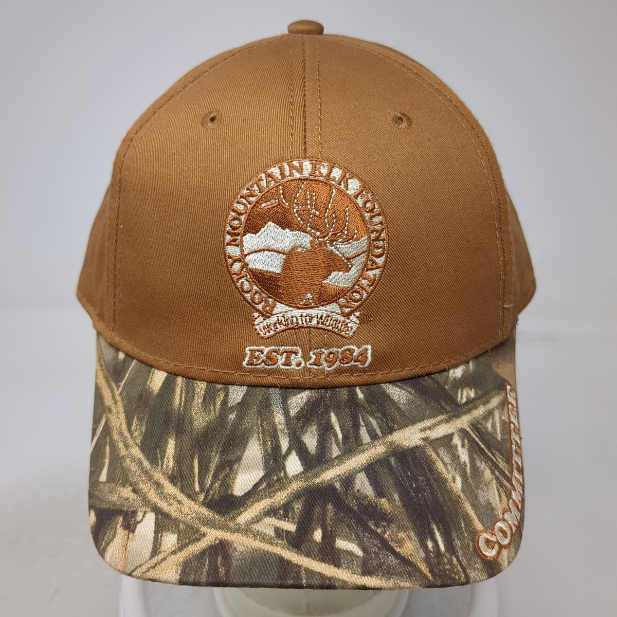 The Game Rocky Mountain Elk Foundation Committee Brown Camo Baseball Cap OS Hat