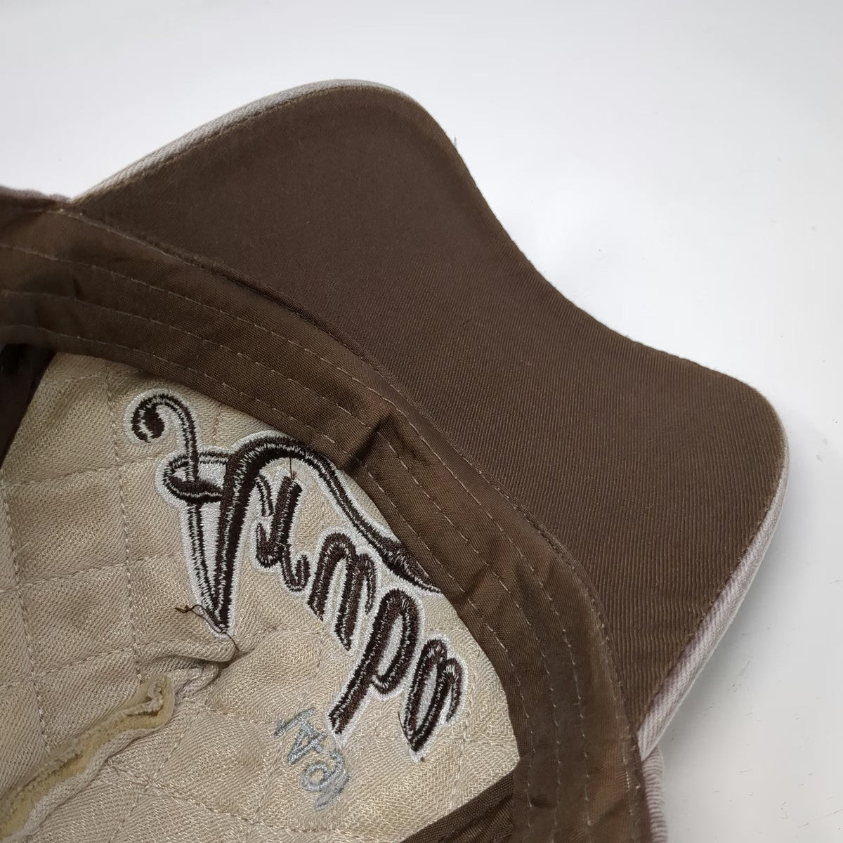 Brown 5 Panel Aruba One Happy Island Hat One Size Quilted Distressed Strapback