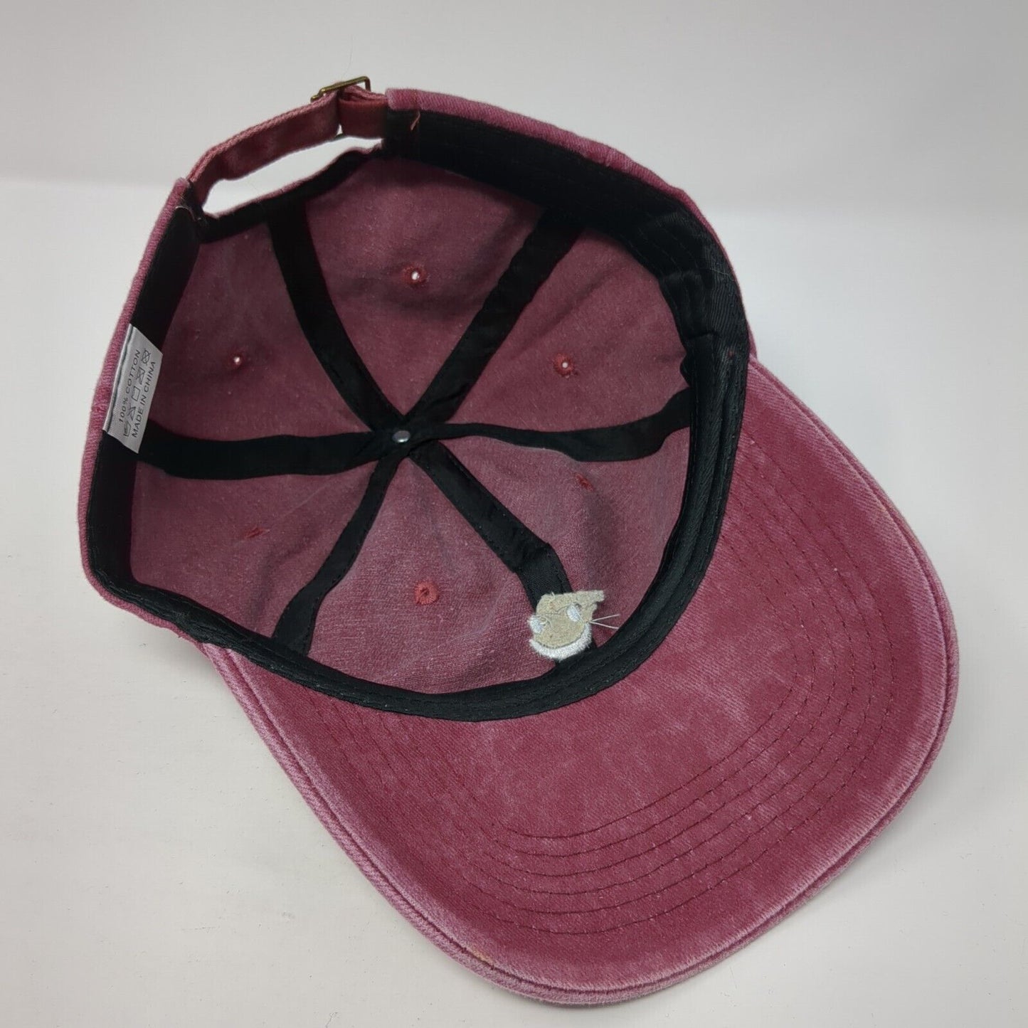 Smiley Face Slideback Hat Red One Size Adjustable Embroidered Outdoor
