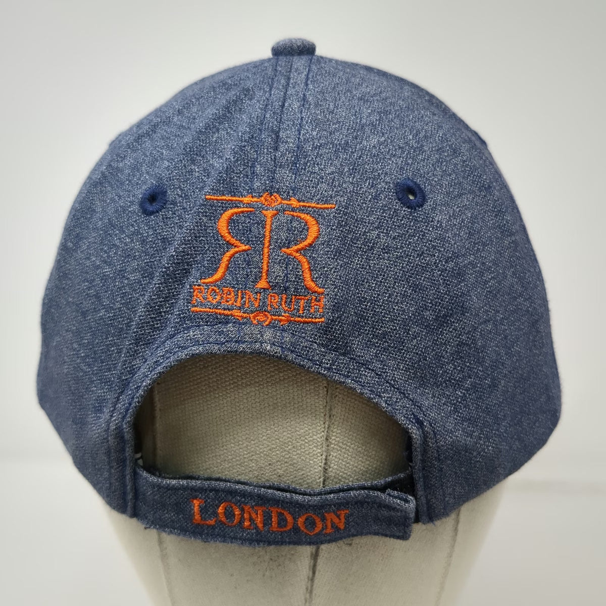 Robin Ruth 5 Panel Blue Hat One Size London Original Strapback Raised Text