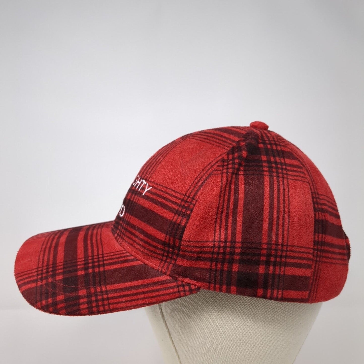 Naughty Nice I Tried Strapback Hat Red OS Adjustable Plaid 6 Panel Polyester