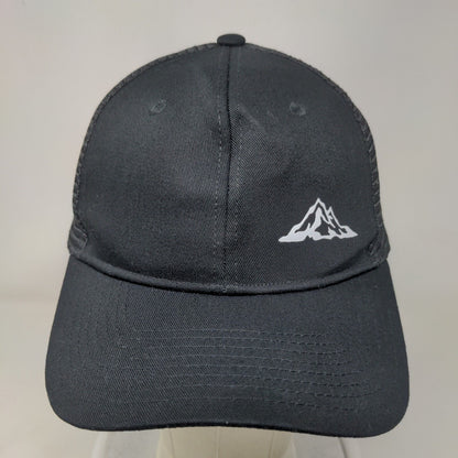 Mountain Snapback Mesh Back Trucker Hat Black One Size Solid 6 Panel