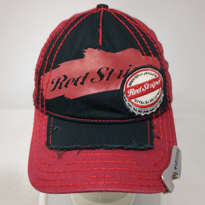 Red Stripe Baseball Cap Red Black One Size Bottle Opener Mesh Jamaica Hat
