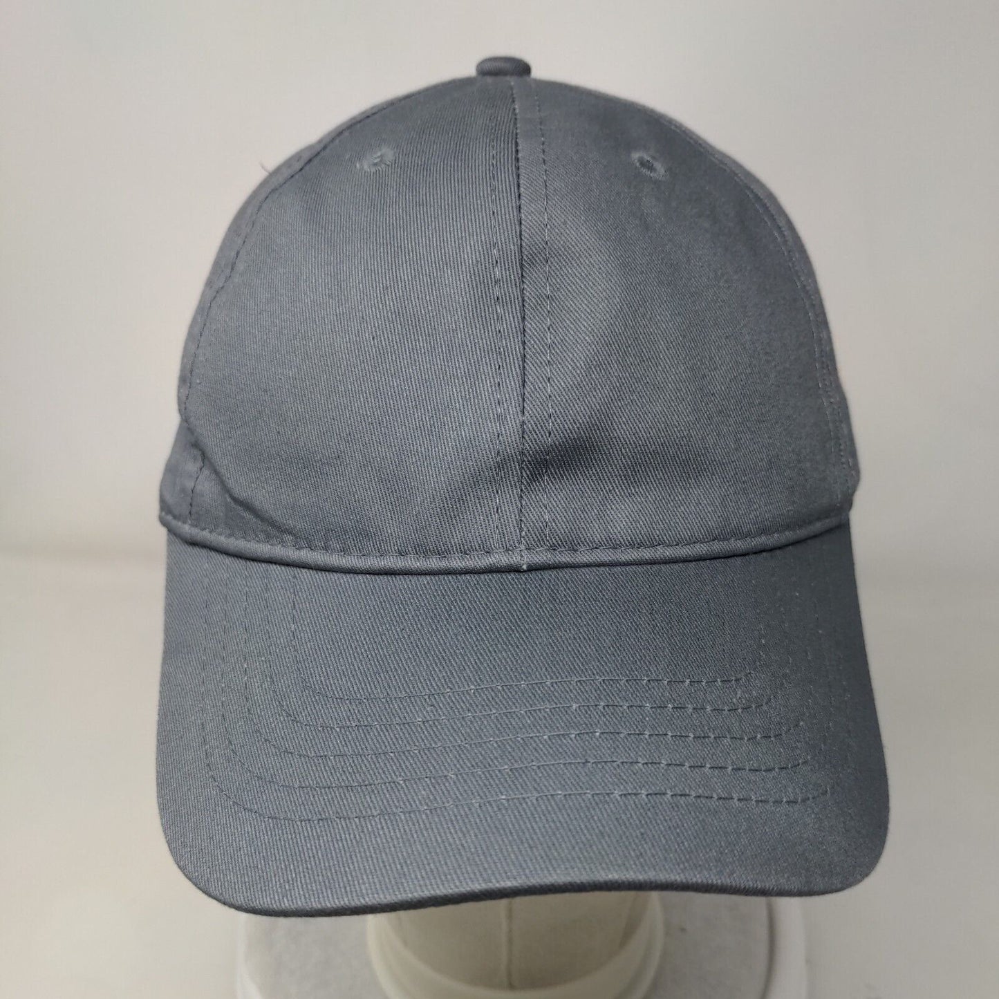 Unbranded Strapback Hat Gray One Size Adjustable Vented Holes 6 Panel Blank