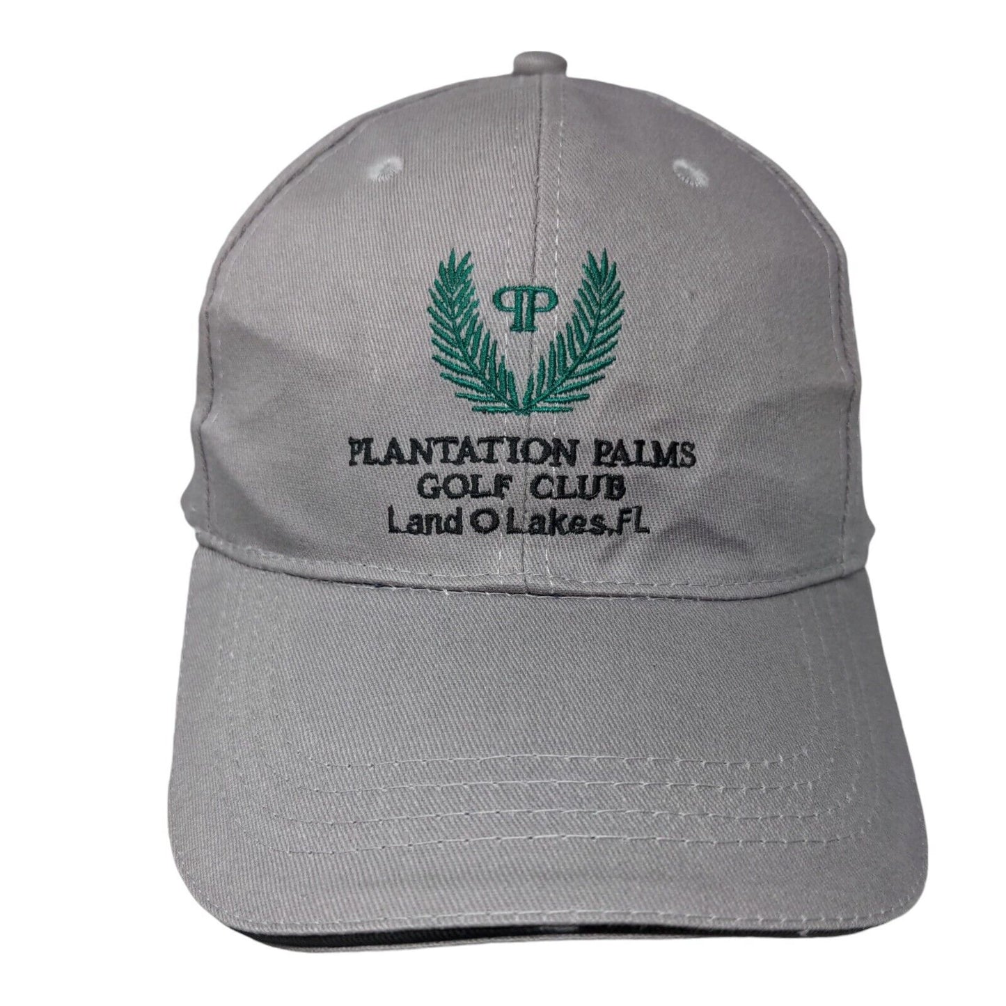 Plantation Palms Golf Club Strapback Hat Gray One Size Embroidered