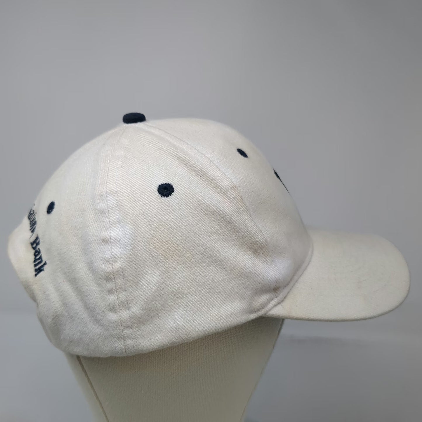 Snapback Hat White One Size Valley National Bank V Logo Green Under Brim Cotton