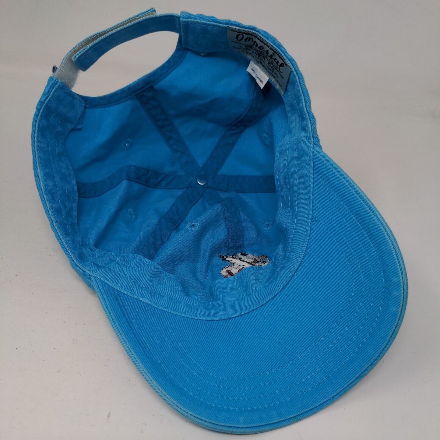 Imperial Strapback Hat Blue One Size Adjustable Embroidered Logo 6 Panel