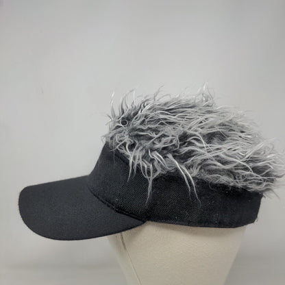 Unbranded Strapback Sun Visor Hat Black One Size Adjustable Hair Wig