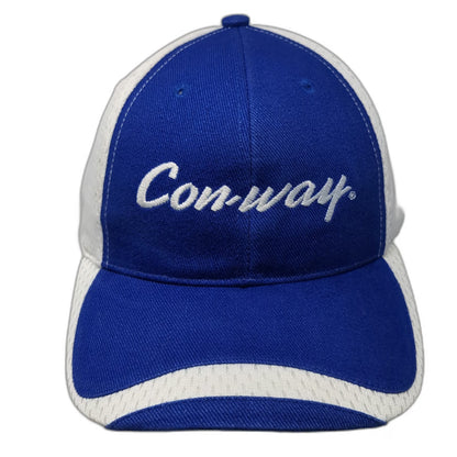 Con-way Script Logo Baseball Cap Blue White One Size Mesh Back Slideback Hat