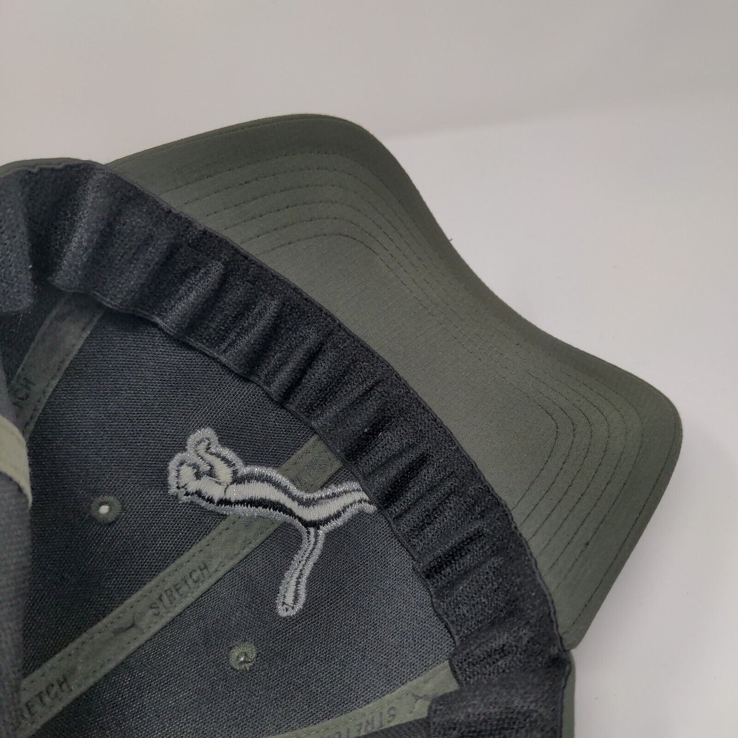 PUMA Fitted Hat Green L/XL Embroidered Lightweight Vented Holes 6 Panel
