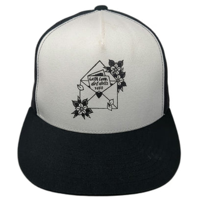 Yupoong Trucker Hat Black One Size With Love Dirt Dolls Floral Graphic Snapback