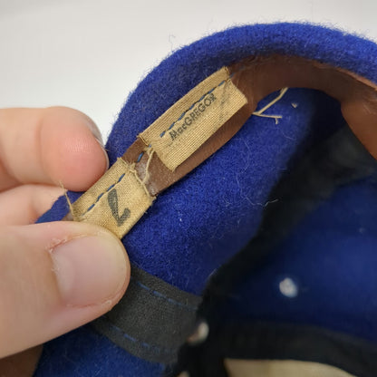 MacGregor Baseball Cap Blue 7 Wool Leather Sweatband Fitted Hat Vintage