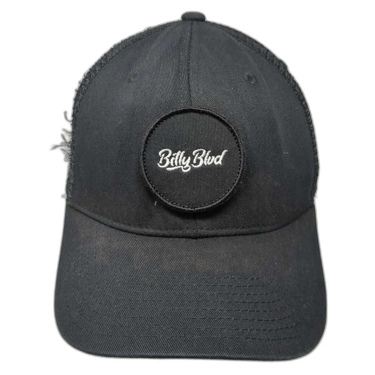 Billy Blvd Trucker Hat Black One Size BB Logo Mesh Snapback Curved Brim Patch