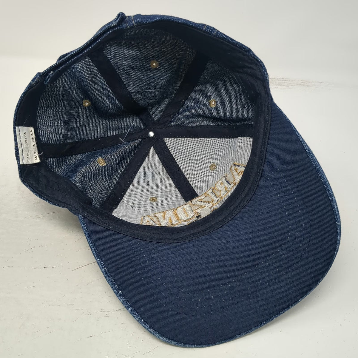 Arizona AZ Blue Gold Denim Baseball Cap Hat One Size Adjustable Embroidery