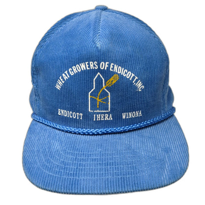 Otto 5 Panel Blue One Size Corduroy Wheat Growers Endicott Snapback Rope Hat