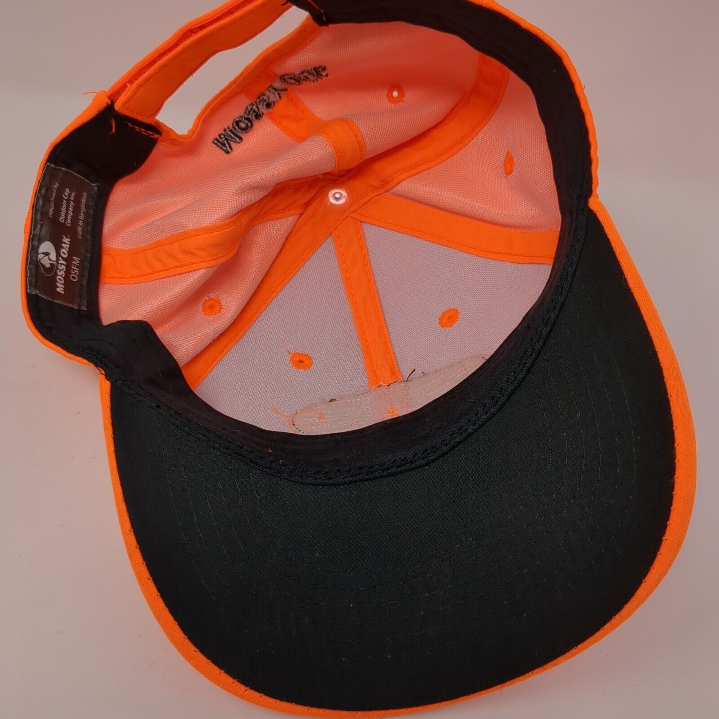Mossy Oak Patch Strapback Hat Orange One Size Adjustable Solid 6 Panel