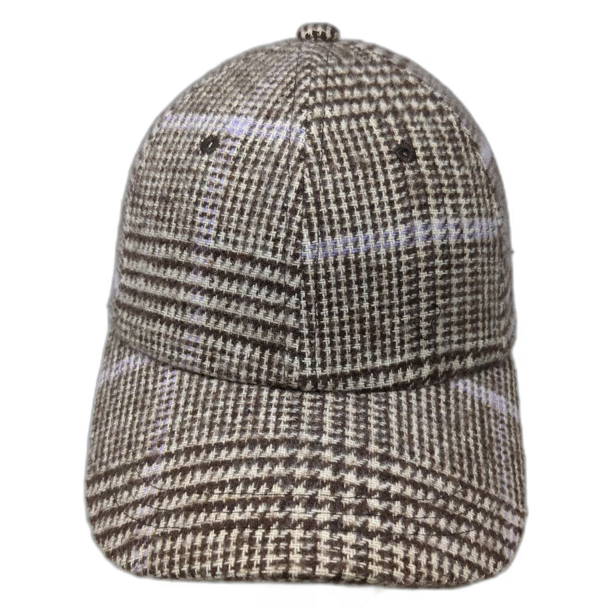 A New Day Baseball Cap Brown One Size Glen Plaid Purple Strapback Buckle Hat