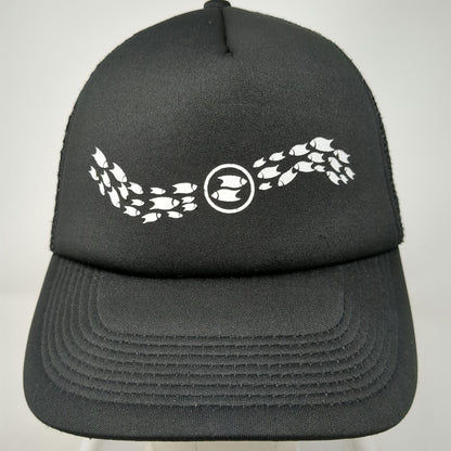 dkps Trucker Hat Black One Size Mesh Snapback Foam Fish School Graphic Polyester