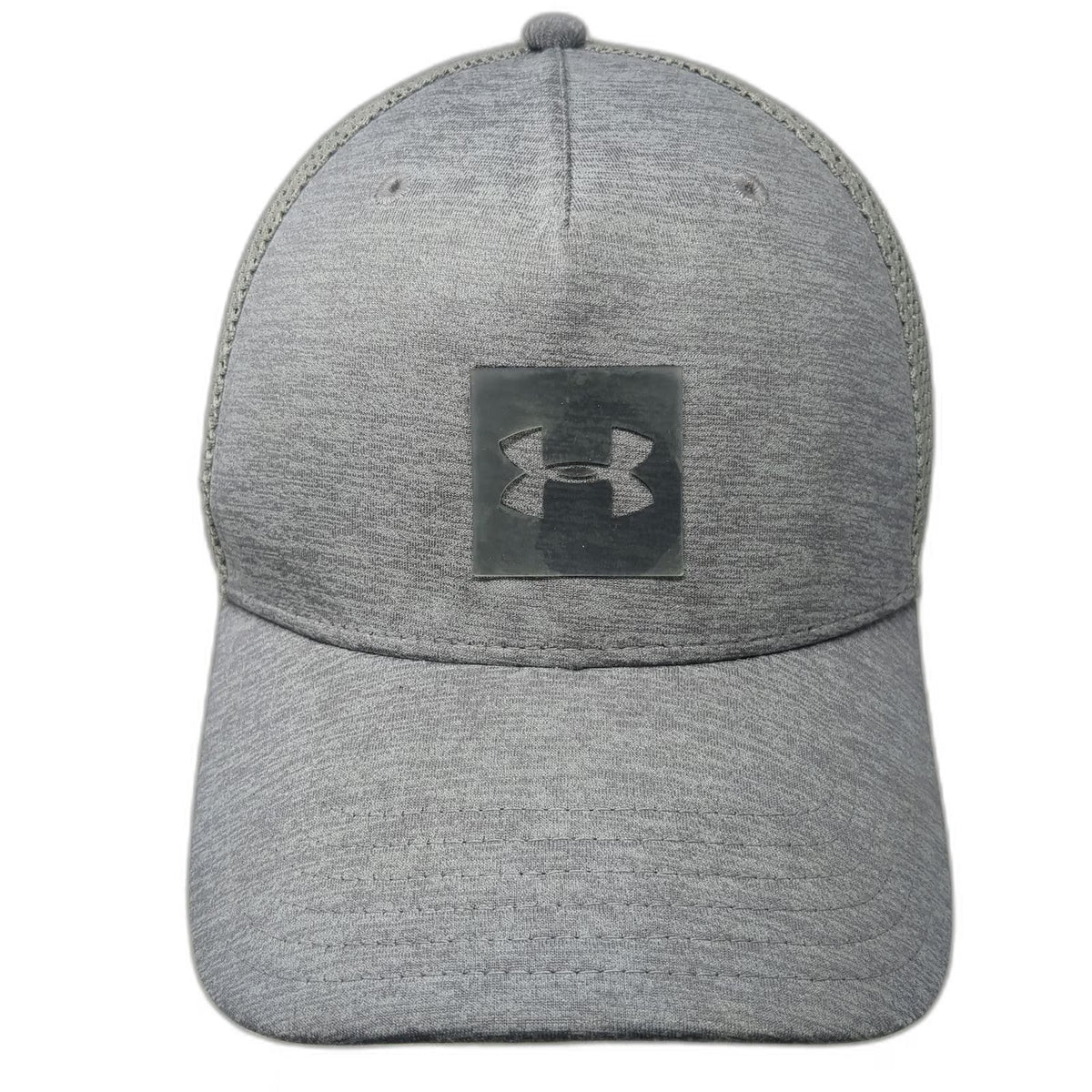 Under Armour Trucker Hat Gray One Size Snapback Heathered Mesh Back Logo Patch