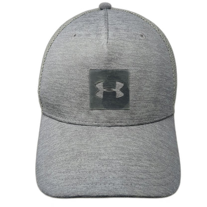 Under Armour Trucker Hat Gray One Size Snapback Heathered Mesh Back Logo Patch