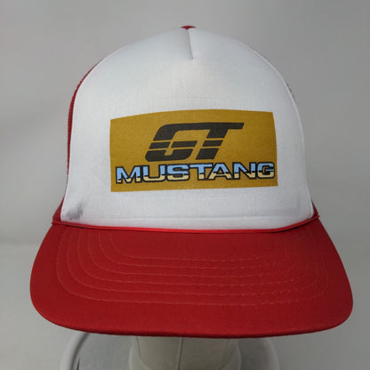 Mustang GT Snapback Mesh Back Rope Trucker Hat Red Adult Fit All Mad Hatter