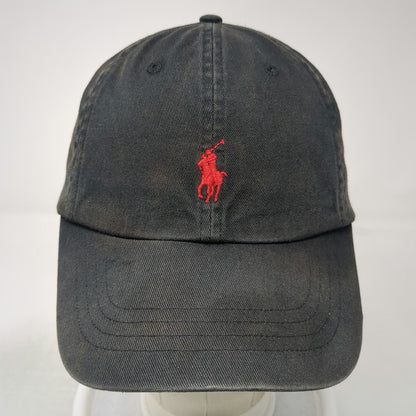 Polo Ralph Lauren Baseball Cap Black One Size Red Pony Logo Adjustable Strap Hat