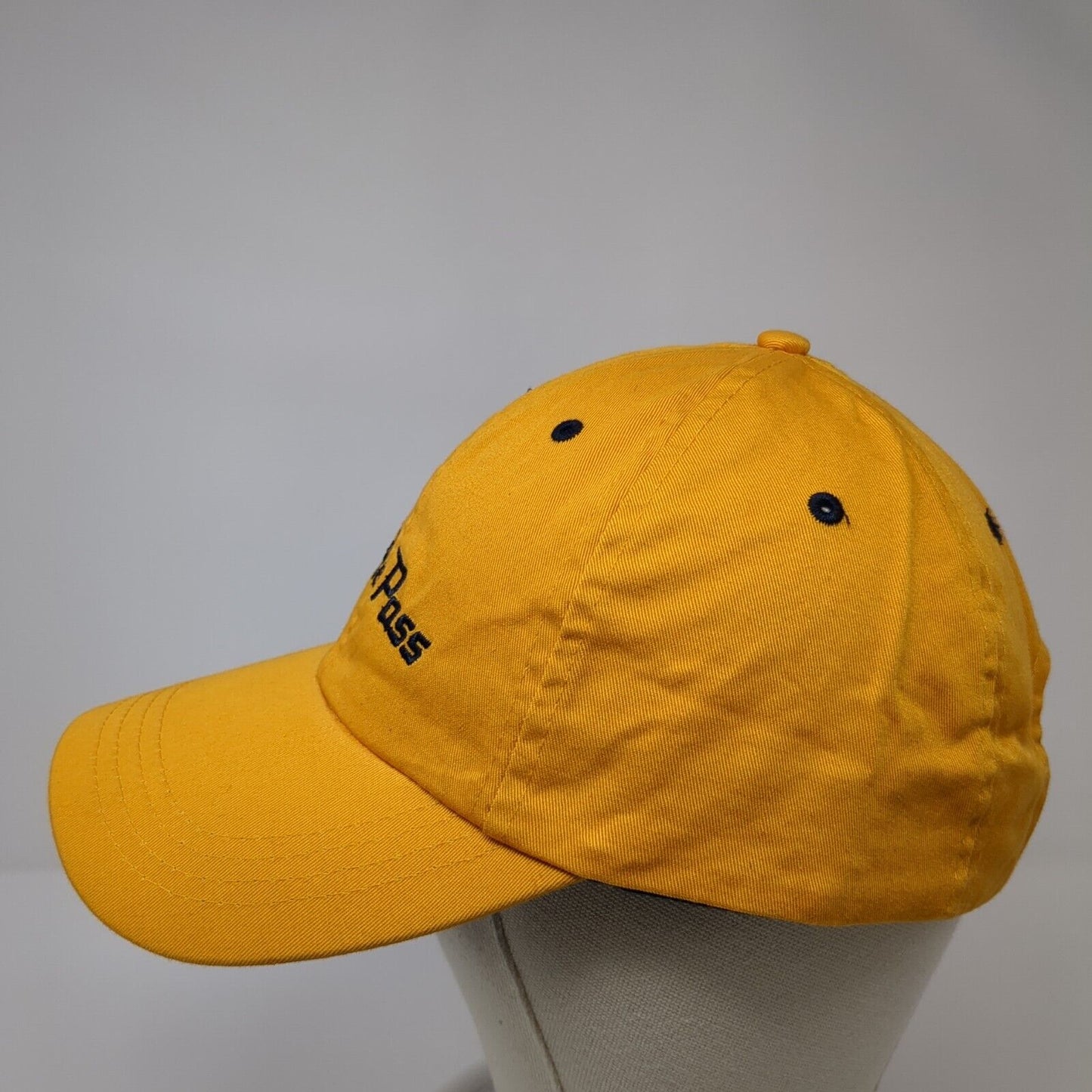 White Pass Strapback Hat Yellow One Size Adjustable Embroidered 6 Panel Cotton
