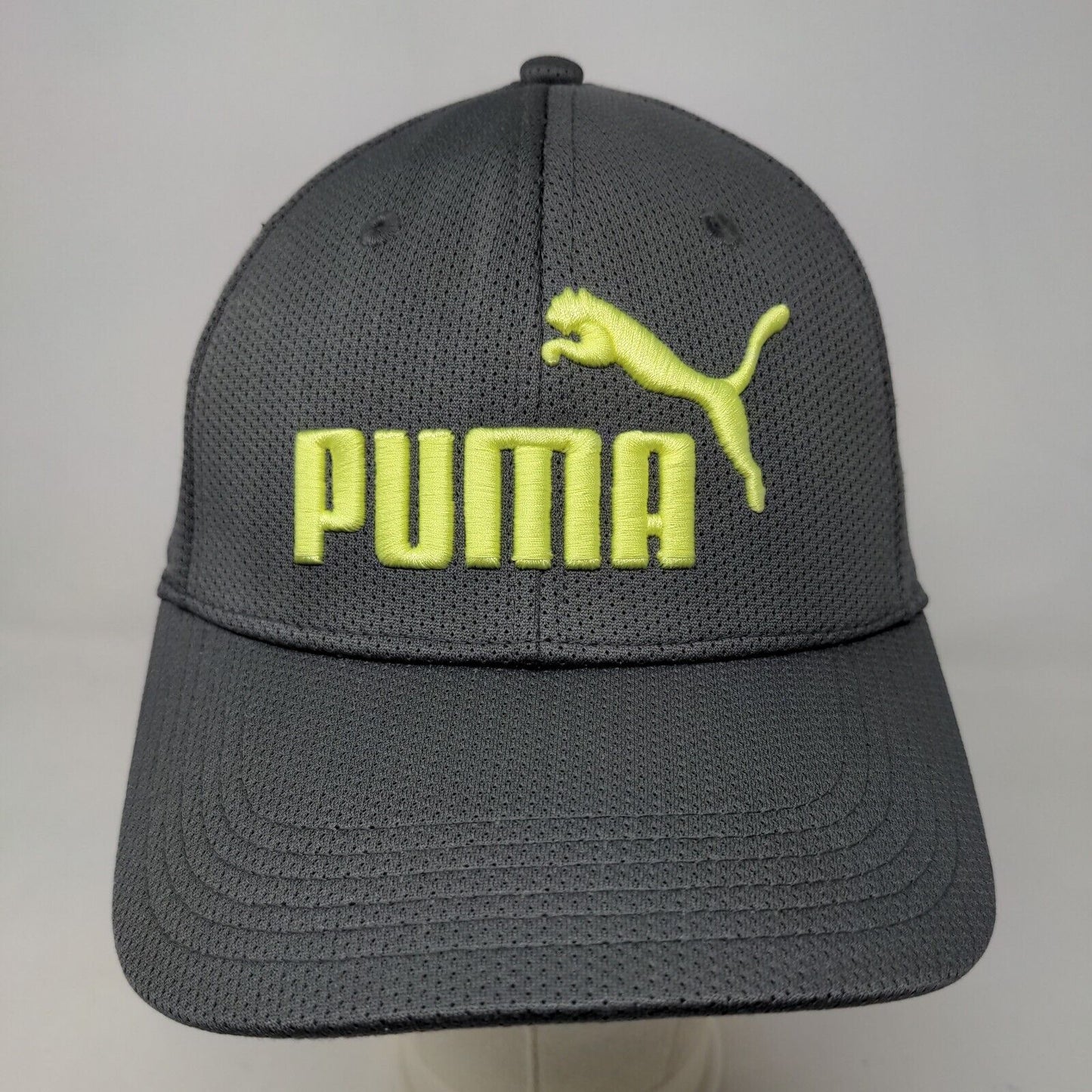 Puma Men's Fitted Hat Gray Size S/M Embroidered Logo 100% Cotton