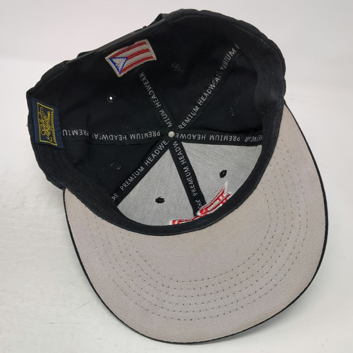 B Premium Headwear Snapback Black Hat One Size Puerto Rico PR Flag Flat Brim