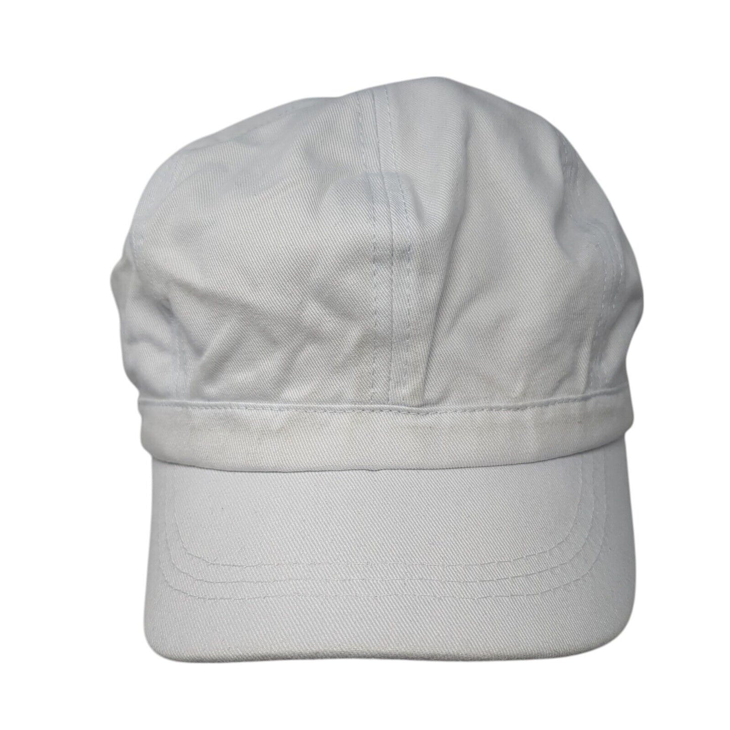 Army Crew Fitted Newsboy Cap White 57cm Stretch Lightweight Blank Cotton