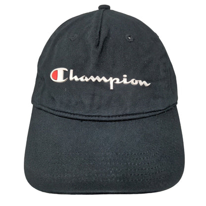 Champion Slideback Hat Black OSFA Adjustable Embroidered 6 Panel Cotton