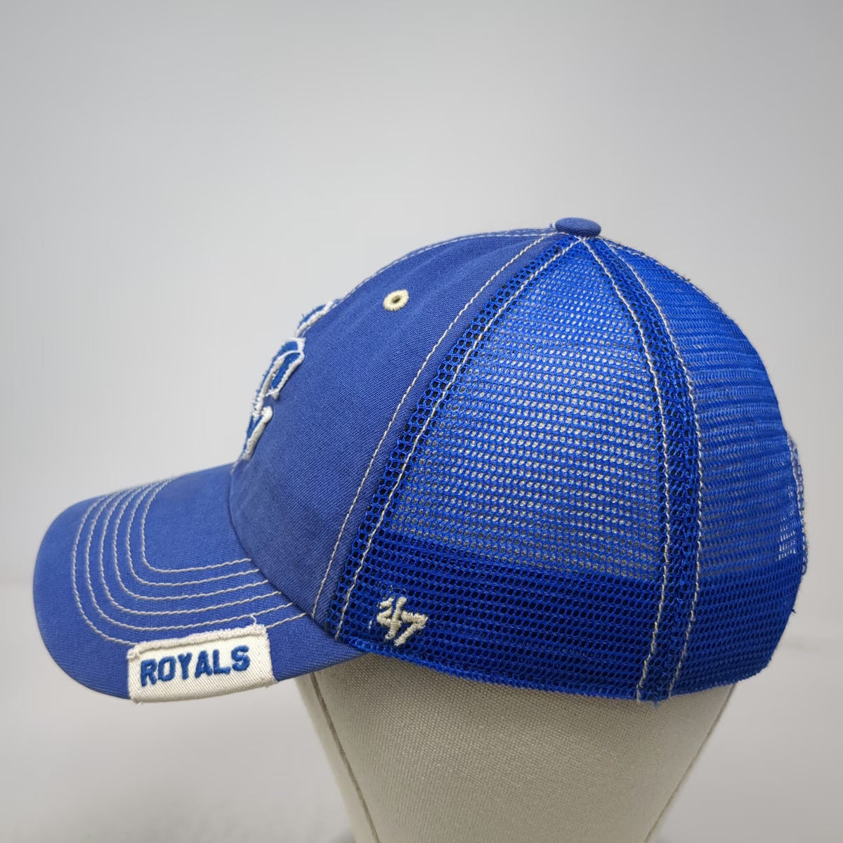 47 Kansas City Royals MLB Blue White OS Mesh Snapback Baseball Cap Hat KC Patch