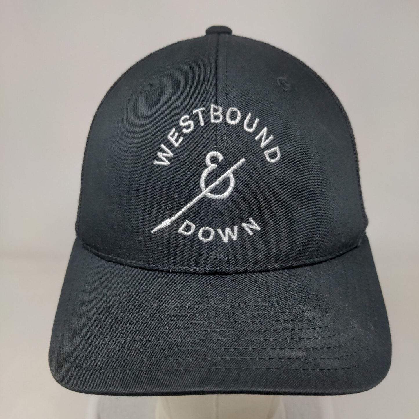 Westbound & Down Snapback Mesh Back Trucker Hat Black One Size Yupoong