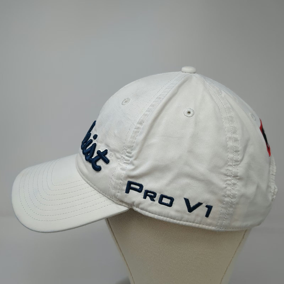 Titleist Baseball Cap White One Size Pro V1 FJ Logo Embroidered Slideback Hat