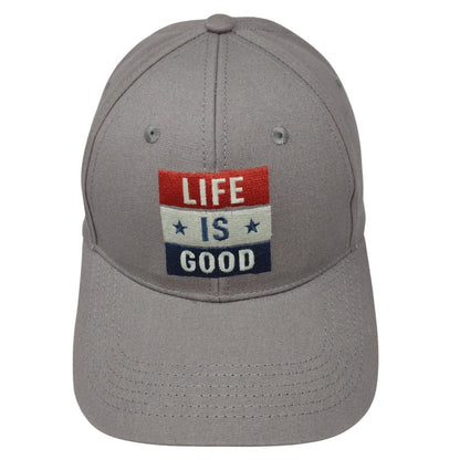 Life Is Good Snapback Hat Gray OSFA Adjustable Embroidered 6 Panel