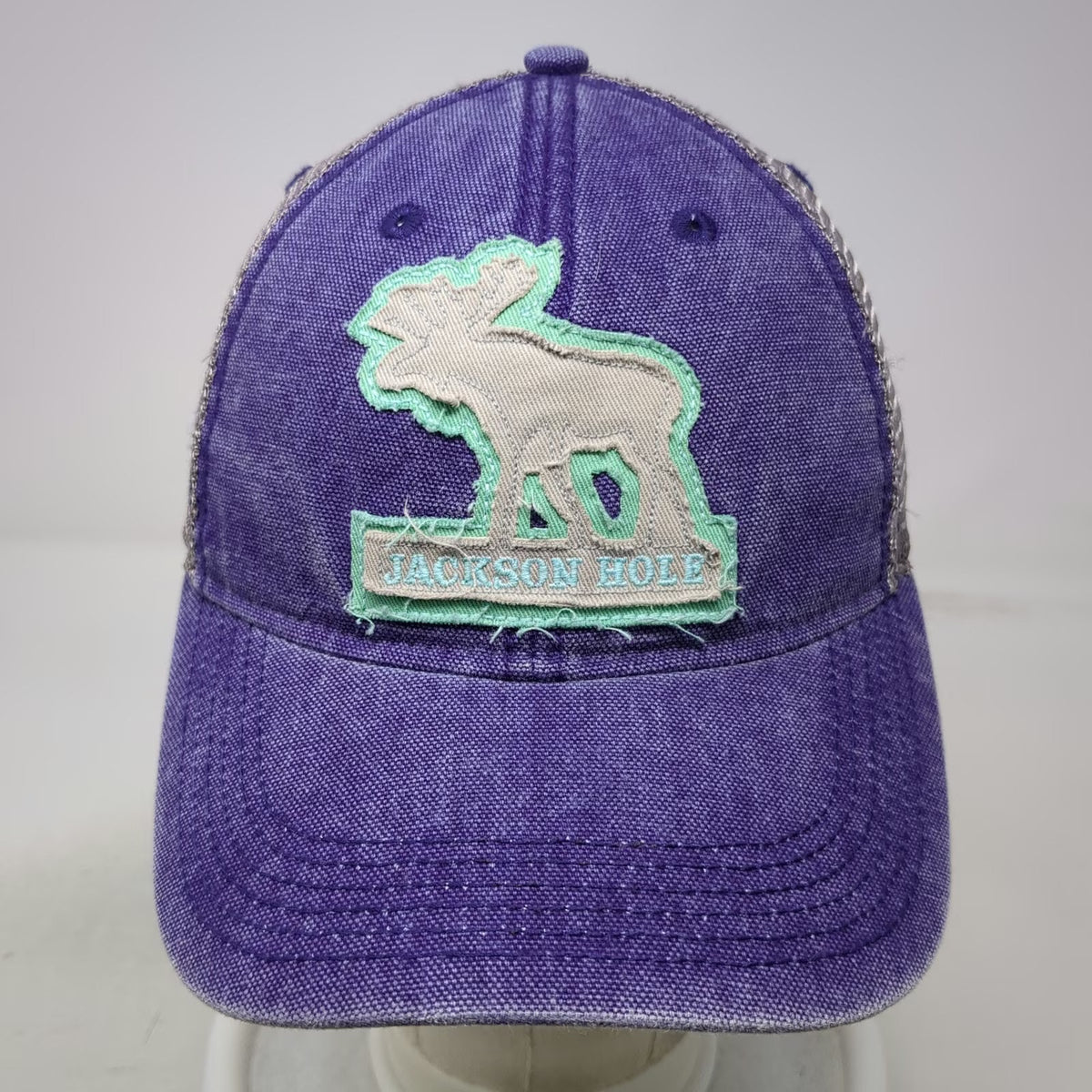 Legacy Trucker Hat Purple One Size Moose Jackson Hole Mesh Back Snapback Patch