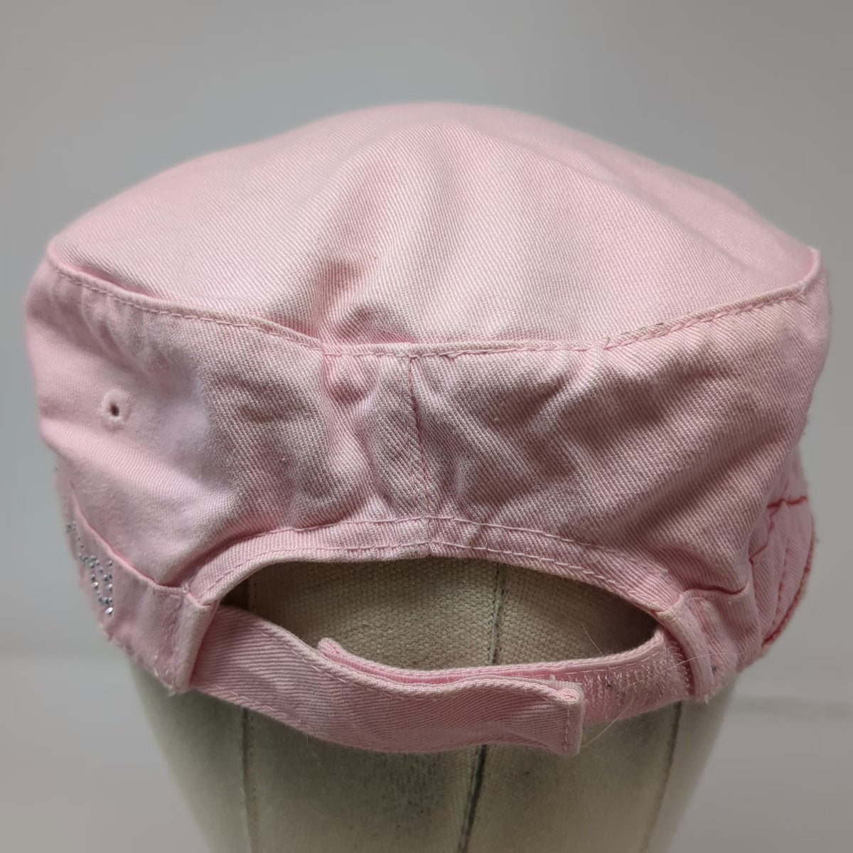 HG Army Cap Pink One Size Rhinestone Crown Hollywood Strapback Cotton Hat