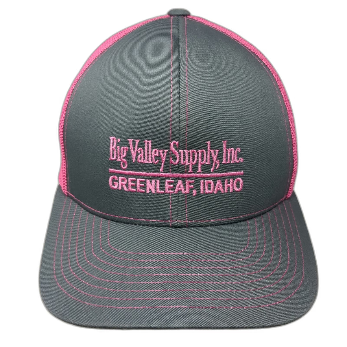 Pacific Headwear Trucker Hat Gray Pink One Size Big Valley Supply Idaho Mesh