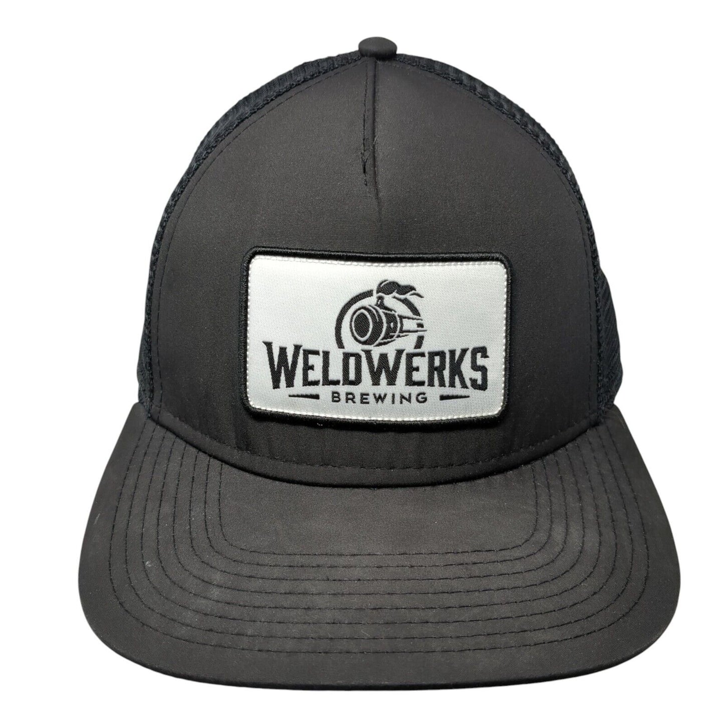 Weldwerks Brewing Snapback Trucker Hat Black One Size Adjustable Mesh Back