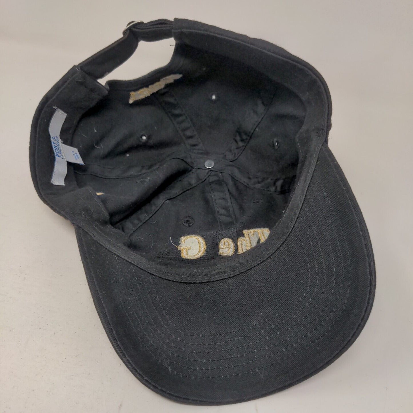 The G Slideback Hat Black One Size Adjustable Embroidered Port & Company Cotton
