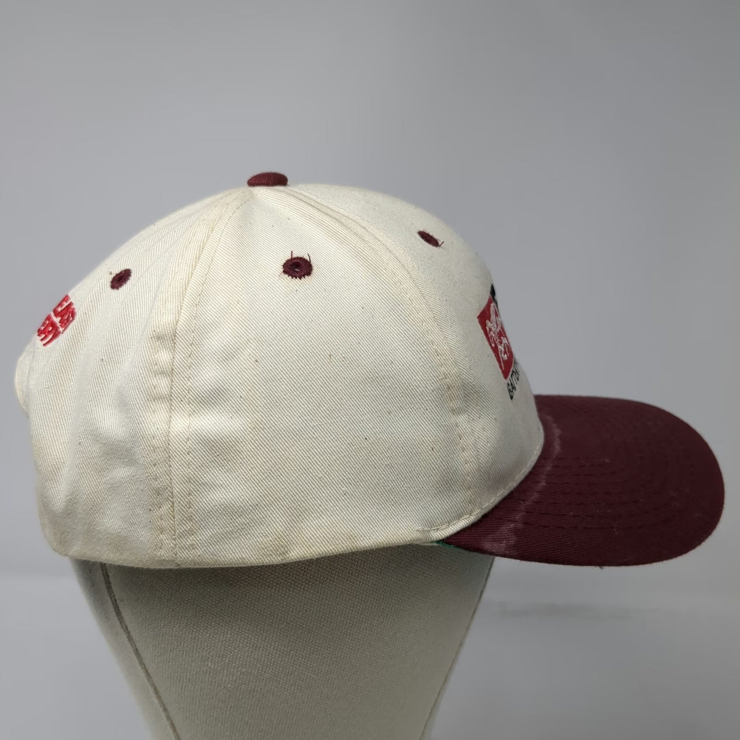 Toppers Snapback White Red One Size Trojan Battery Company Green Underbrim Hat