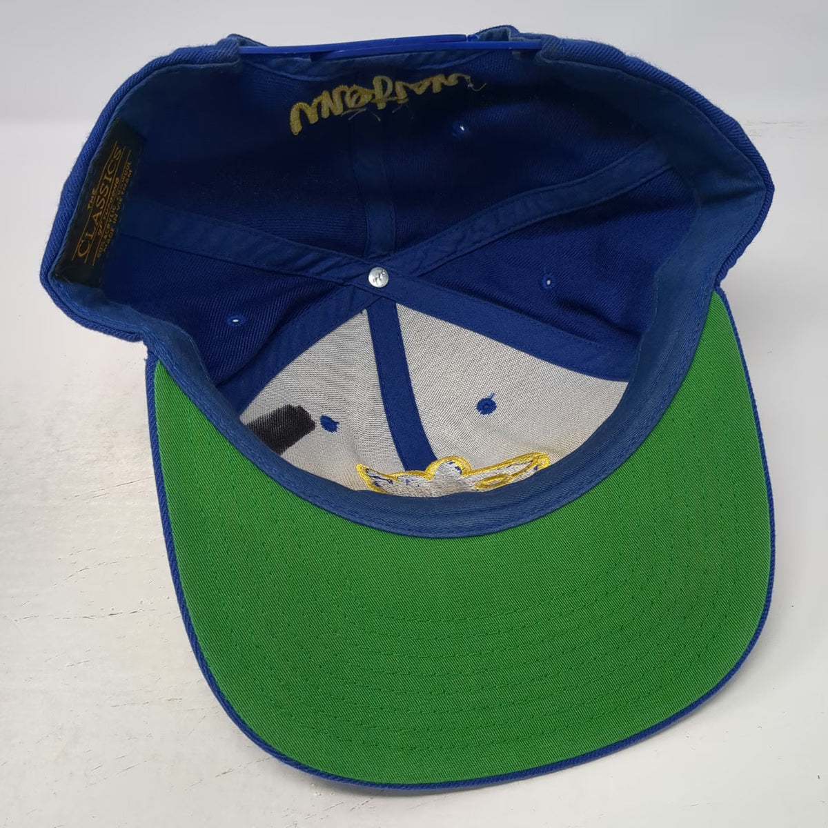 Yupoong Snapback Blue Hat One Size Unofish Logo Green Underbrim Acrylic Wool