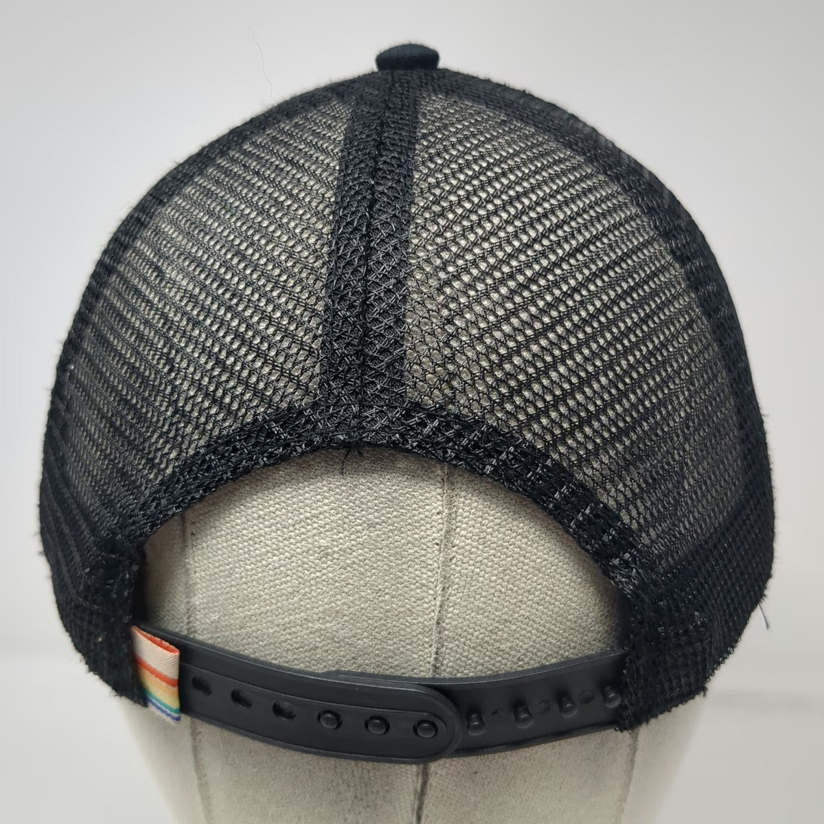 Ocean Pacific Trucker Hat Black One Size Rainbow Stitching Mesh Snapback Logo