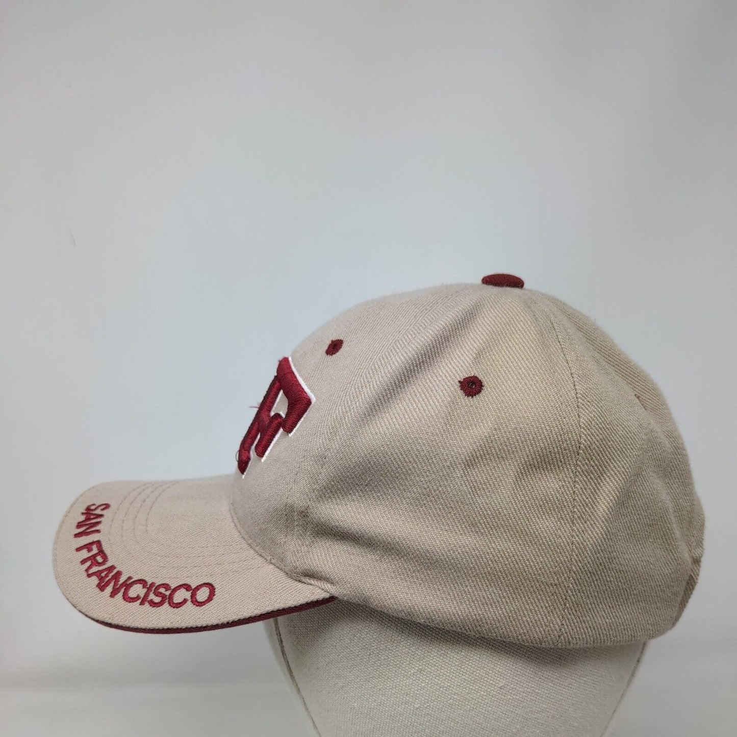 SF San Francisco Strapback Hat Tan One Size Adjustable Embroidered Vented Holes