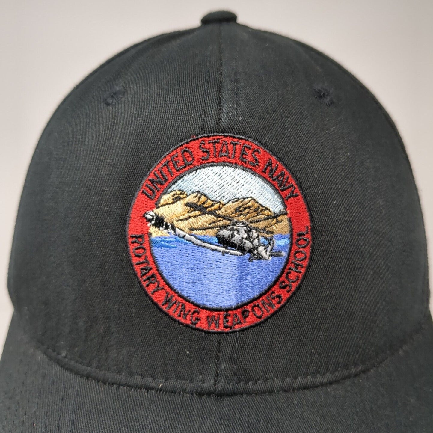 US Navy Rotary Wing Weapons School Fitted Hat Black Size S/M Embroidered Logo