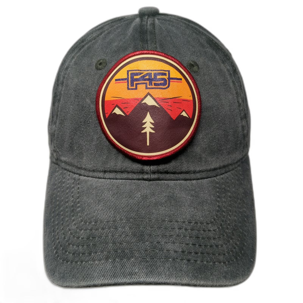 F45 Training Baseball Cap Green One Size Mountain Sunset Patch Slideback Hat