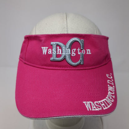 Washington DC USA Strapback Sun Visor Hat Pink One Size Adjustable Patriotic