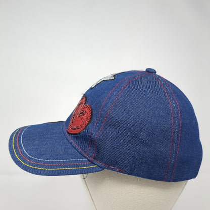 Star Heart Lightning Sequin Strapback Hat Blue One Size Denim Adjustable